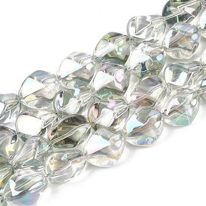 Electroplate Transparent Glass Beads Strands EGLA-N017-02D-1