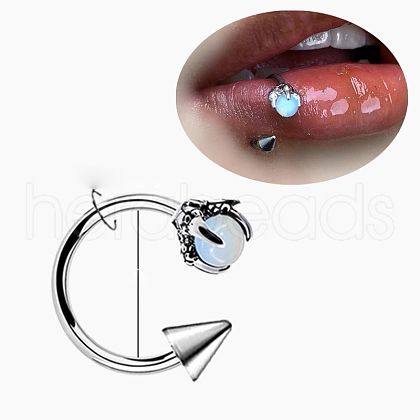 Claw Cone 304 Stainless Steel Cubic Zirconia Hoop Lip Rings FS-WG1AB27-25-1