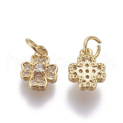 Brass Micro Pave Cubic Zirconia Charms ZIRC-E161-04G-1