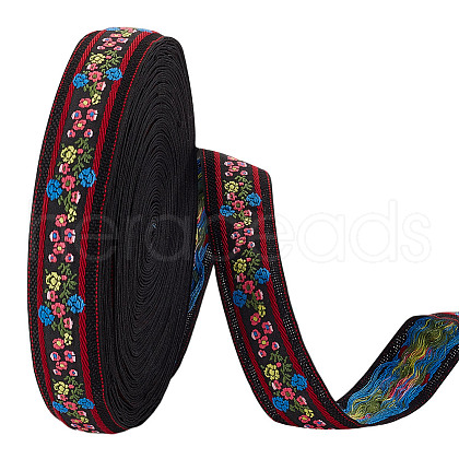AHADERMAKER 11 Yards Polycotton(Polyester Cotton) Embroidery Flower Ribbon OCOR-GA0001-98A-1