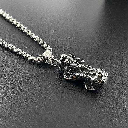 Punk Stainless Steel Pi Xiu Pendant Hip-hop Trendy Men Necklaces WA4144-1