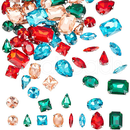 DICOSMETIC 64Pcs 32 Styles Octagon/Teardrop/Horse Eye Sew on Rhinestone RGLA-DC0001-02-1