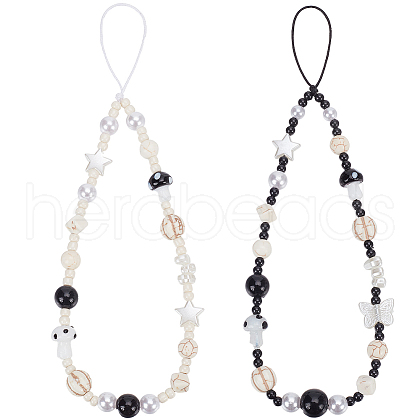 Gorgecraft 2Pcs 2 Colors Plastic Mobile Straps HJEW-GF0001-44-1