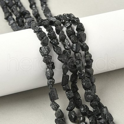 Raw Rough Natural Black Tourmaline Beads Strands G-M453-A01-01-1