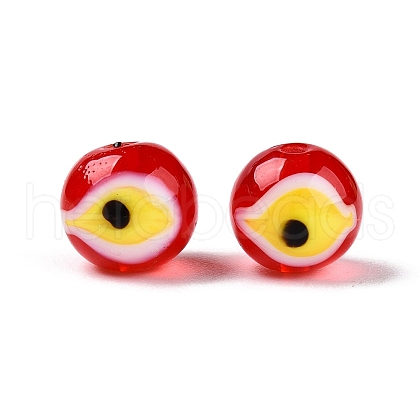 Handmad Evil Eye Round Lampwork Beads LAMP-T021-17C-1