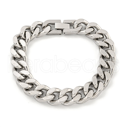 Non-Tarnish 201 Stainless Steel Cuban Link Chain Bracelets for Women and Men BJEW-F473-03P-02-1
