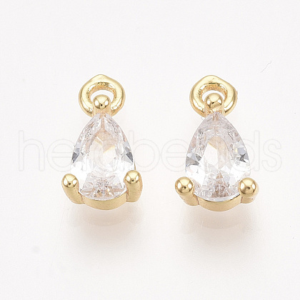 Brass Cubic Zirconia Charms KK-T038-562G-NF-1