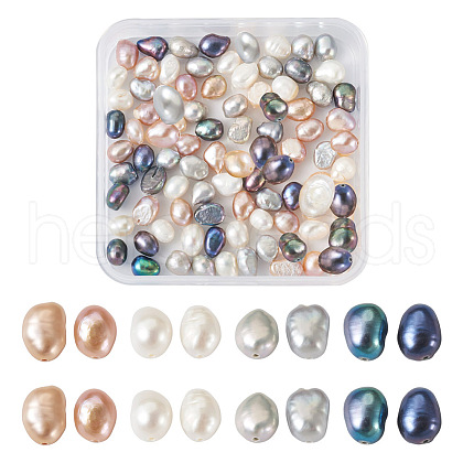 Beadthoven 100Pcs 4 Styles Natural Cultured Freshwater Pearl Beads PEAR-BT0001-02-1