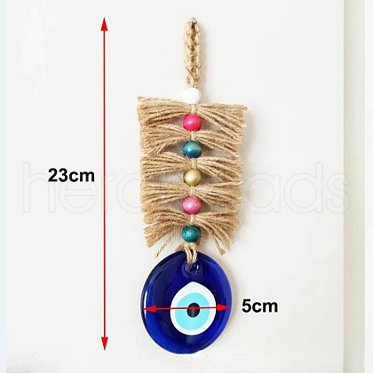 Turkish Flat Round with Evil Eye Glass Pendant Decorations PW-WG83945-01-1