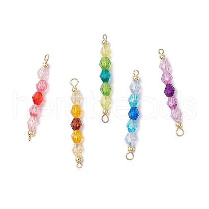 5Pcs 5 Colors Acrylic Bicone Beaded Connector Charms PALLOY-JF03477-1