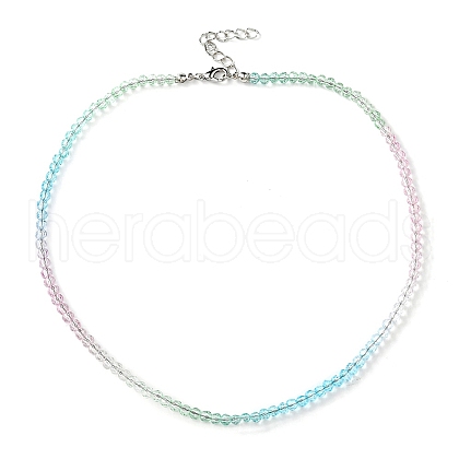 Bling Glass Round Beaded Necklace for Women NJEW-PH01490-03-1