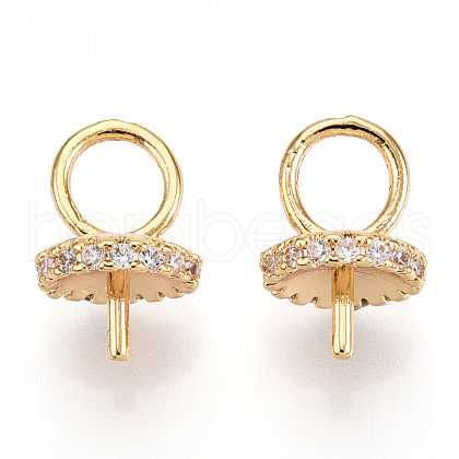 Brass Micro Pave Clear Cubic Zirconia Peg Bails KK-N254-171G-1