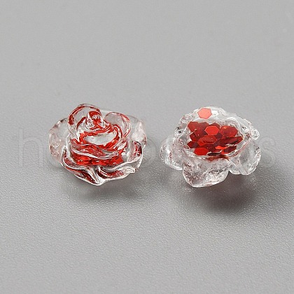 Camellia Transparent Resin Cabochons MRMJ-WH0075-57B-1