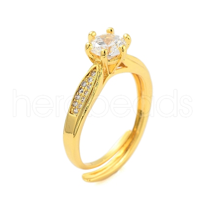 Mother's Day Rings Clear Cubic Zirconia Adjustable Rings RJEW-L120-018G-02-1