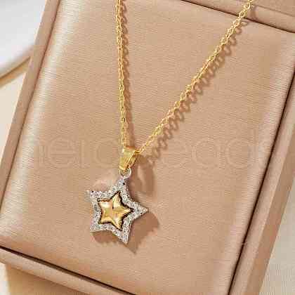 Stylish Brass Micro Pave Clear Cubic Zirconia Pendant Necklaces for Daily Wear EA0793-3-1