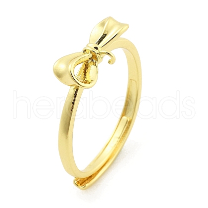 Bowknot Brass Adjustable Ring Settings KK-G527-01A-G-1