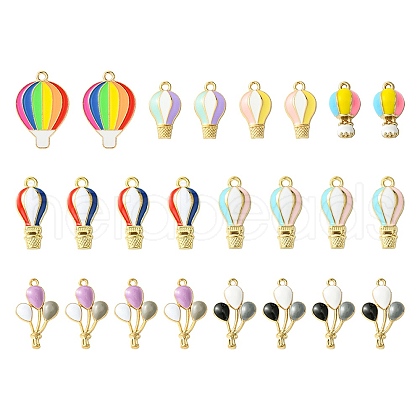 24Pcs 8 Styles Alloy Enamel Pendants ENAM-FS0001-74-1