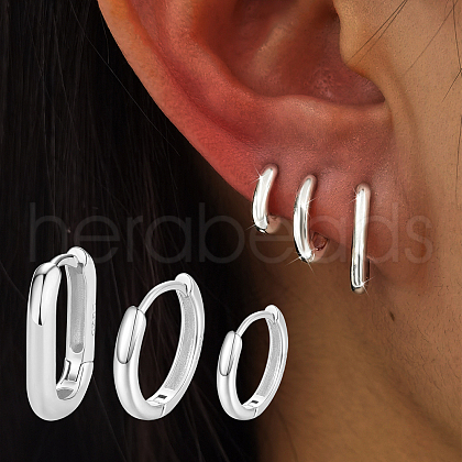 3Pcs S925 Sterling Silver Hoop Earrings UA6918-2-1