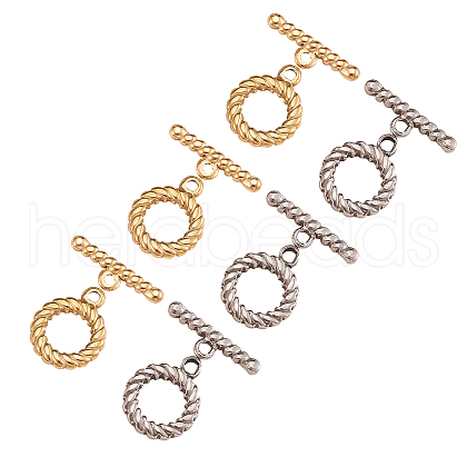 10Set 2 Colors Ion Plating(IP) 304 Stainless Steel Toggle Clasps STAS-CJ0001-205-1