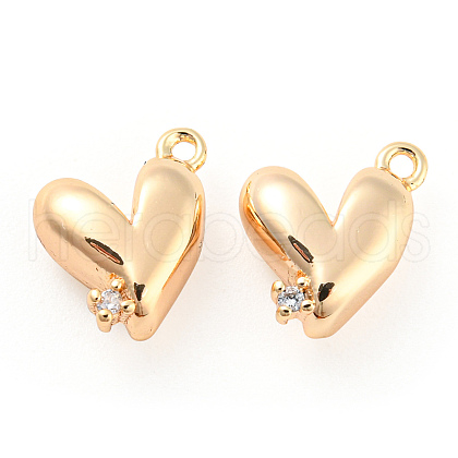 Brass Micro Pave Cubic Zirconia Charms KK-E090-40G-1