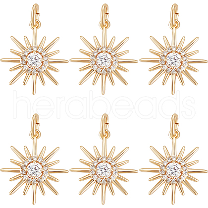 Beebeecraft Brass Micro Pave Clear Cubic Zirconia Solar Eclipse Pendants ZIRC-BBC0002-49-1