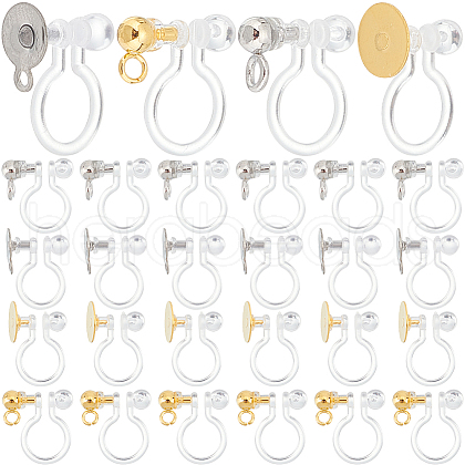 SUNNYCLUE 40Pcs 4 Styles Plastic U Type Clip-on Earring Component STAS-SC0007-60-1