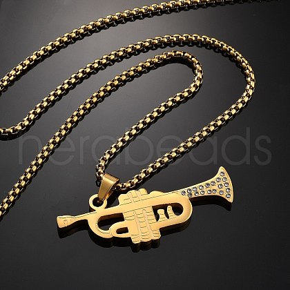 304 Stainless Steel Pendant Necklaces NJEW-H058-01G-1