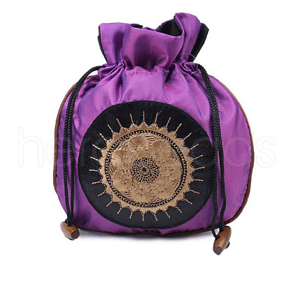 Chinese Style Brocade Good Luck Fortune Drawstring Gift Blessing Bags PAAG-PW0005-08P-1