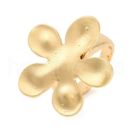 Flower Alloy Open Cuff Rings for Women RJEW-M018-01G-1