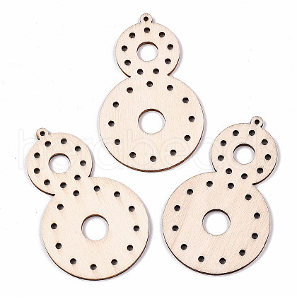 Undyed Natural Wooden Big Pendants WOOD-N007-057-1