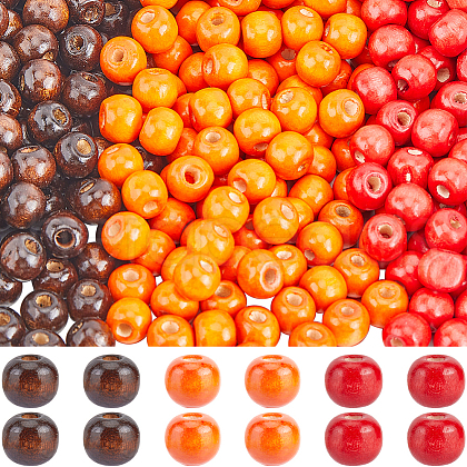 SUNNYCLUE 600Pcs 3 Colors Dyed Natural Wood Beads WOOD-SC0001-82B-1