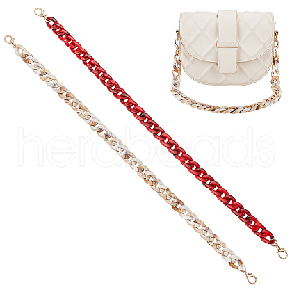 WADORN 2Pcs 2 Colors Resin Imitation Gemstone Curb Chain Bag Straps FIND-WR0008-61-1