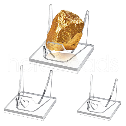 AHADERMAKER 3Pcs 3 Styles Square Acrylic Base Display Easel Stands ODIS-GA0001-60-1