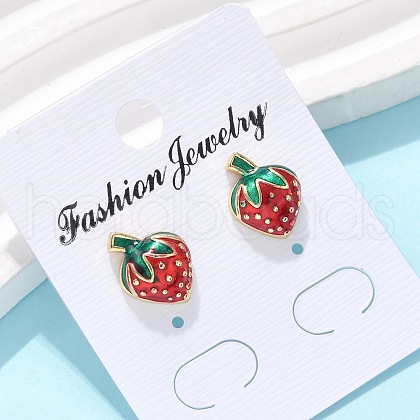 Brass Enamel Stud Earrings for Women EJEW-U049-02B-G-1