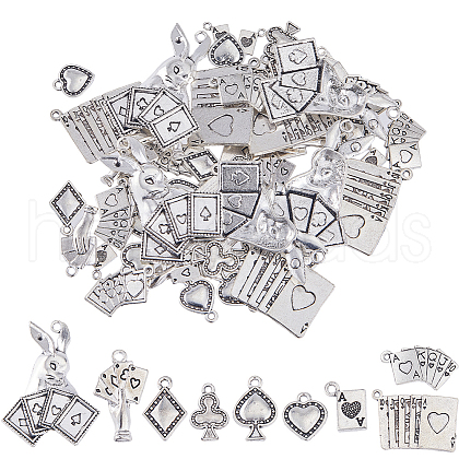 SUNNYCLUE 72Pcs 9 Styles Tibetan Style Alloy Pendants FIND-SC0006-64-1