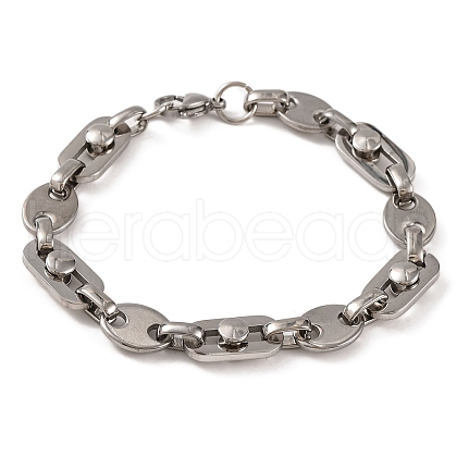 Tarnish Resistant 201 Stainless Steel Oval Link Chain Bracelets BJEW-B078-79P-1