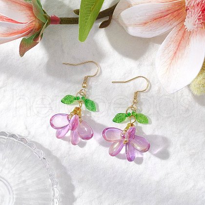 304 Stainless Steel Glass Dangle Earrings EJEW-MZ00433-03-1