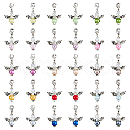 Angel Tibetan Style Alloy & Acrylic Pendant Decorations HJEW-AB00707-1