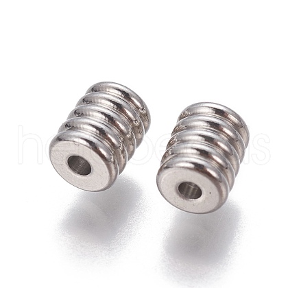 Tarnish Resistant 201 Stainless Steel Grooved Beads X-STAS-P239-06P-1