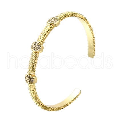 Rack Plating Brass Micro Pave Cubic Zirconia Cuff Bangles BJEW-P336-12G-1