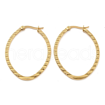 202 Stainless Steel Oval Hoop Earrings EJEW-H003-37G-1