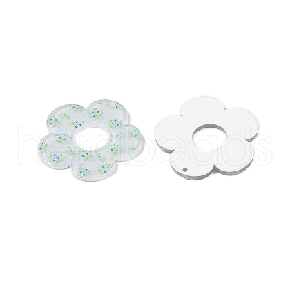 Flower Theme Printed Acrylic Pendants OACR-T028-06B-1