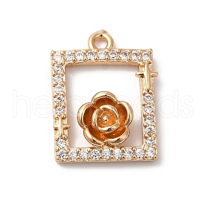 Brass Micro Pave Clear Cubic Zirconia Pendants KK-C062-068G-1