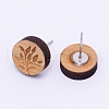 Natural Wood Stud Earrings EJEW-WH0005-03D-2