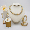 Rondelle Alloy Beaded Necklace & Stud Dangle Earring & Bracelet & Ring Sets FS-WGA4855-03-3
