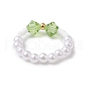 ABS Plastic Imitation Pearl Elastic Rings for Women RJEW-JR00900-5