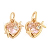Rack Plating Brass Micro Pave Clear Cubic Zirconia Charms KK-F089-11G-1