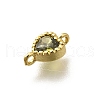 Heart Brass Cubic Zirconia Connector Charms KK-P295-34G-03-2