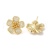 Rack Plating Brass Clear Cubic Zirconia Stud Earrings EJEW-U012-03G-2