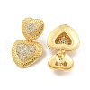 Heart Brass Pave Clear Cubic Zirconia Dangle Stud Earrings EJEW-M258-27G-2